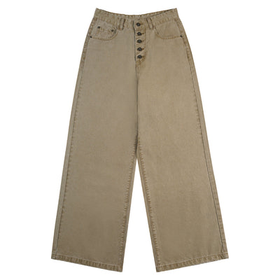 Button Fly Relaxed Fit Baggy Straight Leg Vintage Work Pants