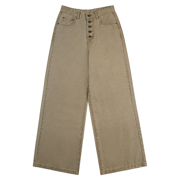 Button Fly Relaxed Fit Baggy Straight Leg Vintage Work Pants
