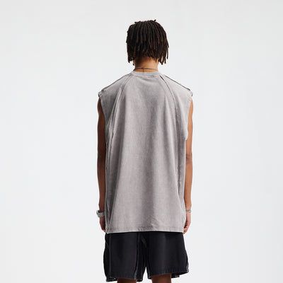 Raw Edge Patchwork Muscle Tank 275gsm