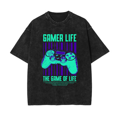 Gamer Life Gaming Stone Wash Graphic Tee-INNBLAC