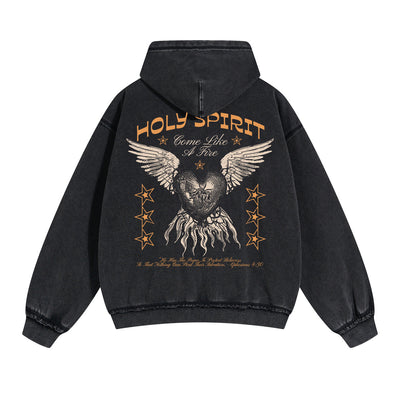 Holy Spirit Christian Graphic Double Slider Zip Hoodie-INNBLAC