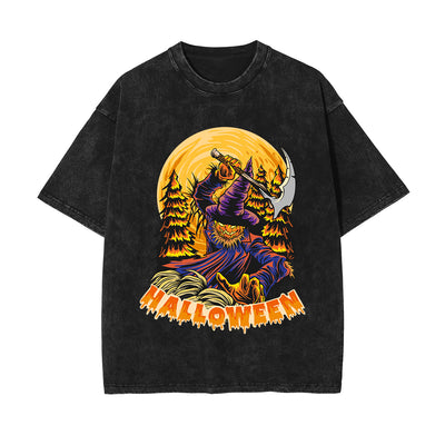 Halloween Pumpkin Witch Graphic Tee-INNBLAC
