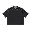 Openwork Lace-Stitching V-Neck Boxy Tee
