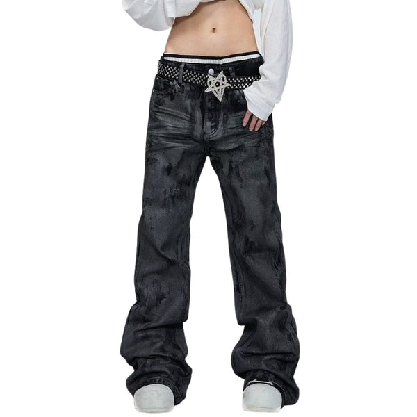Vintage Smoke Wash Relaxed Flare Denim Jeans