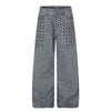 Vintage Washed Eyelet Wide Leg Denim Jeans
