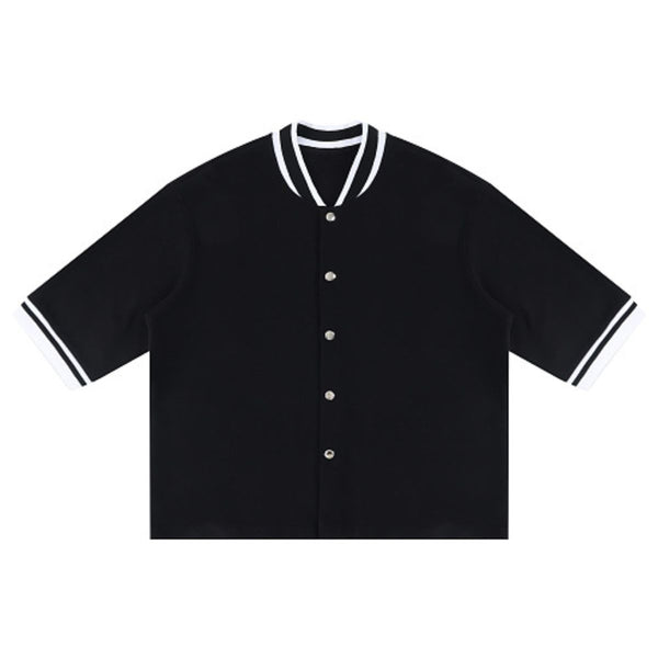 Heavyweight V Neck Button Cardigan Tee 320G
