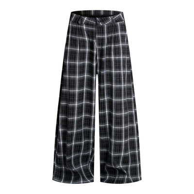 Vintage Hip-Hop Plaid High-Street Baggy Wide-Leg Trousers