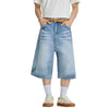 Vintage Wash Wide Leg Denim Shorts