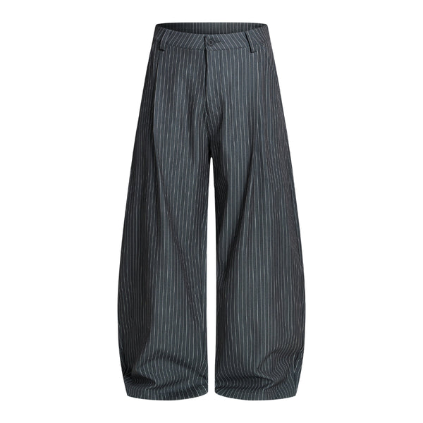 Vintage Stripe Barrel-Leg Tailored Trousers