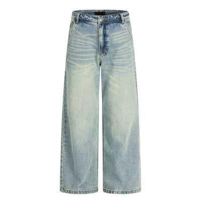 Men's Heavy-Washed Punk Loose Wide-Leg Straight Jeans