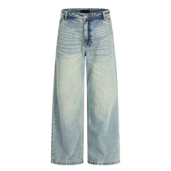 Men's Heavy-Washed Punk Loose Wide-Leg Straight Jeans