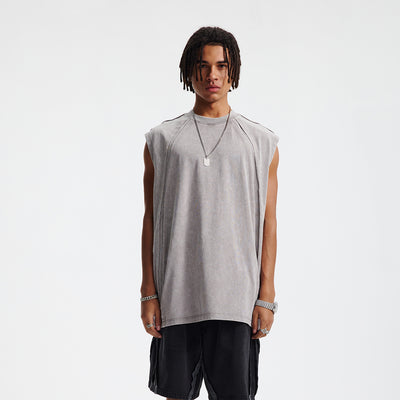 Raw Edge Patchwork Muscle Tank 275gsm