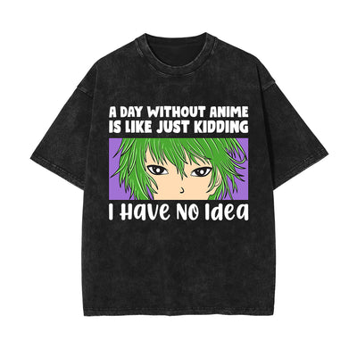I Have No ldea Graphic Washed Tee-INNBLAC
