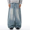 Relaxed Fit Wide Leg Denim Jeans Vintage Washed