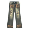 Distressed Vintage Wash Wide Leg Jeans