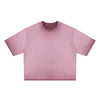 Washed Cotton Boxy Cropped Crew Neck Tee