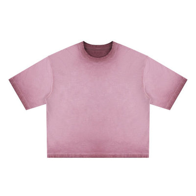 Washed Cotton Boxy Cropped Crew Neck Tee