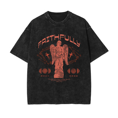 Faithfully Christian Stone Wash Graphic Tee-INNBLAC