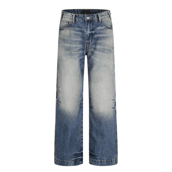 Men's Punk Washed Loose Straight Denim Pants Vintage Casual