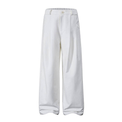 Premium Plain Pleated Seam Drape Wide Fit Stretch Pants
