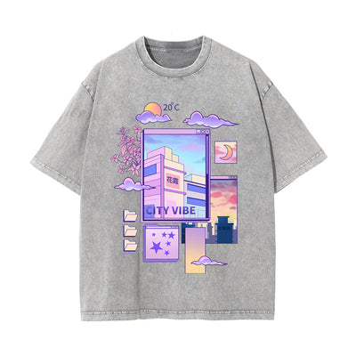 City Vibe Graphic Washed Tee-INNBLAC