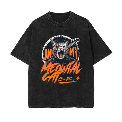 Heavy Meowtall Stone Wash Graphic Tee-INNBLAC