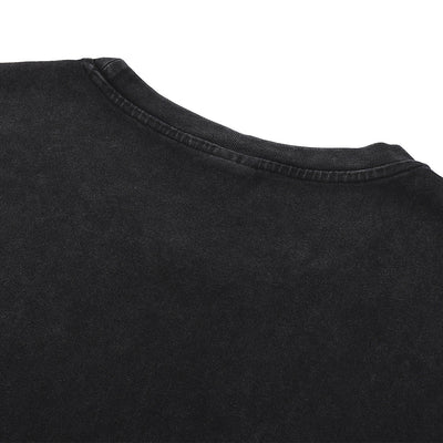 Black Washed Cotton Ripped Muscle Tank 8.25oz