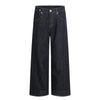 Men's Original Denim Loose Wide-Leg Straight Pants with Contrast Stitching