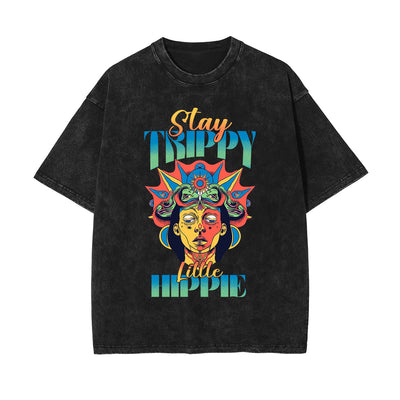 Stay Trippy Little Hippie Graphic Tee-INNBLAC