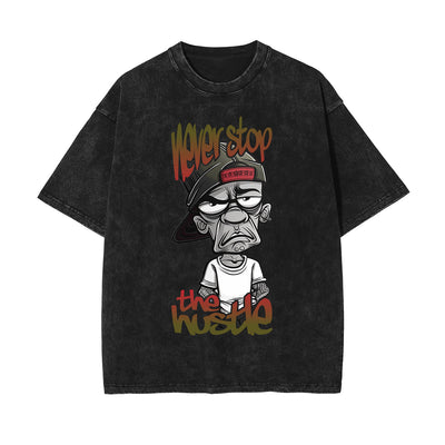Never Stop The Hustle Graphic Washed Tee-INNBLAC