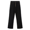 Button Fly Wide Leg Denim Jeans