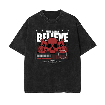 Believe Skull Urban Streetwear Graphic Tee-INNBLAC