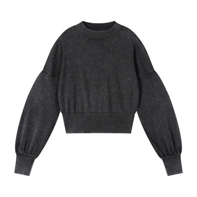Vintage Snow Wash Cropped Cotton Knit Sweater