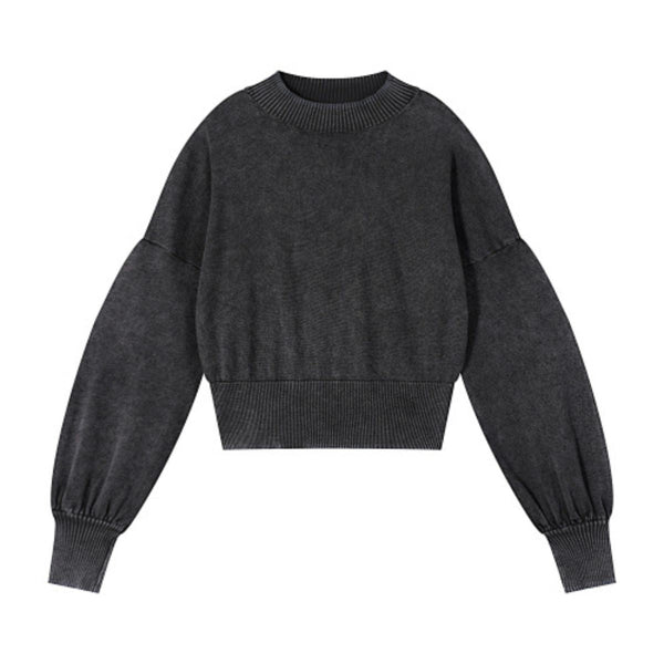 Vintage Snow Wash Cropped Cotton Knit Sweater