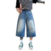 Vintage Sand Wash Straight Leg Denim Shorts