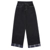 Plaid Cuff Baggy Jeans