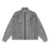 Trendy Patchwork Motorcycle Style Retro Street Washed Denim Jacket