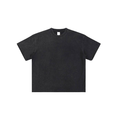 Wax Dyed Distressed Raw Hem Streetwear T Shirt