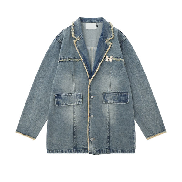 Vintage Hong Kong Chic Denim Blazer Jacket