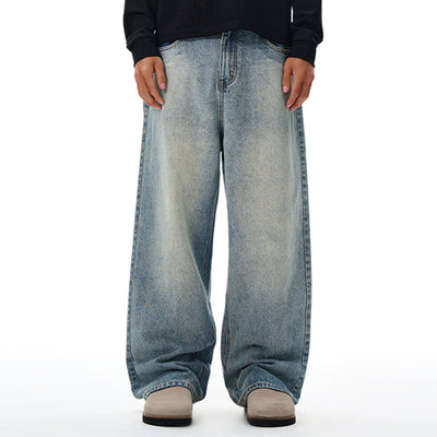Vintage Washed Wide Leg Relaxed Fit Jeans