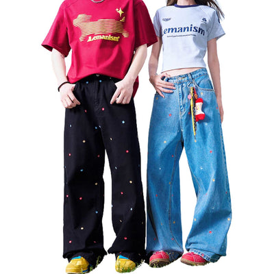 Vintage Rhinestone Straight Leg Jeans