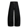 Raw Yellow-Stitch Wide-Leg Curved Baggy Denim Pants