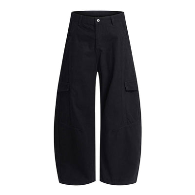 Minimal Washed Solid Wide Leg Barrel Pants