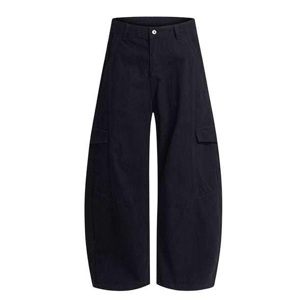 Minimal Washed Solid Wide Leg Barrel Pants