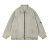 Men's American Retro Loose Zipper Workwear Washed Denim Jacket
