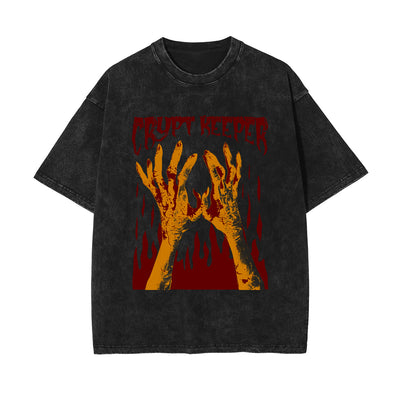 Crypt Keeper Streetwear Stone Wash Graphic Tee-INNBLAC