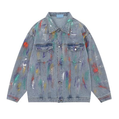Colorful Tie-dye Vintage Loose Denim Jacket