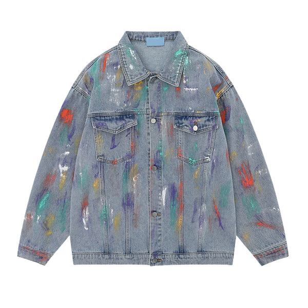 Colorful Tie-dye Vintage Loose Denim Jacket