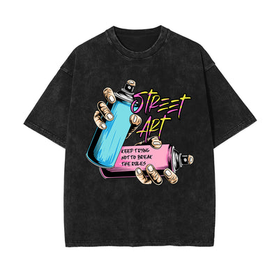 Street Art Graphic Washed Tee-INNBLAC
