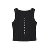 Button-Front Pleated Denim Tank Top
